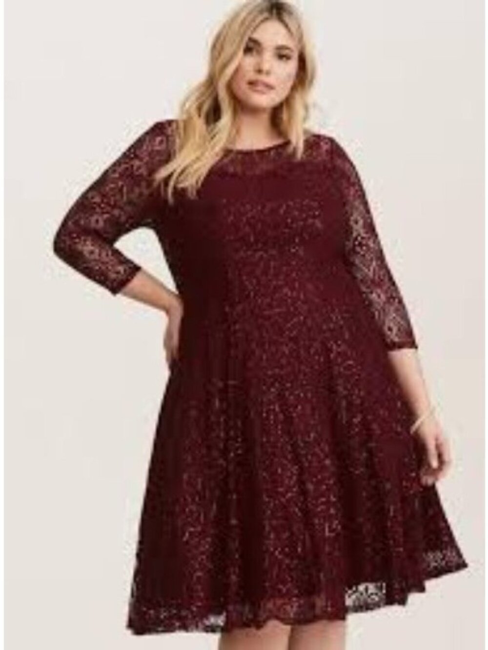 Torrid Special Occasion Merlot Sequin Lace Skater Dress Size 20